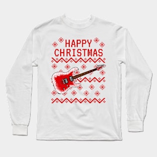 Electric Guitar Ugly Christmas Guitarist Musician Long Sleeve T-Shirt